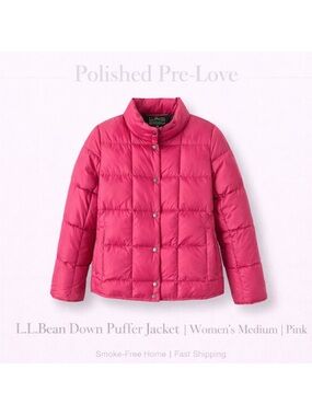 L.L. Bean Pink Goose Down Puffer Jacket Women’s Medium Warm Lightweight